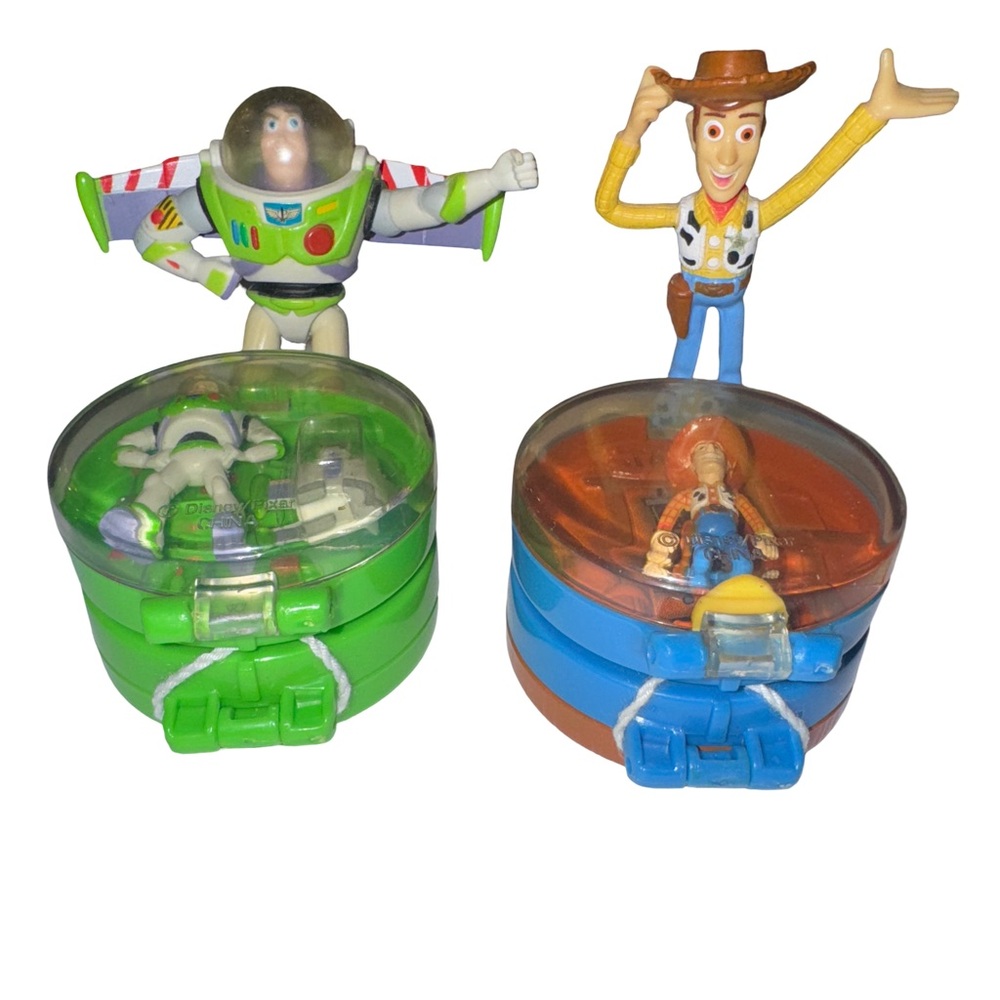 2005 Toy Story Buzz Lightyear & Woody Yo-Yo Figure Compacts Disney Pixar Lot